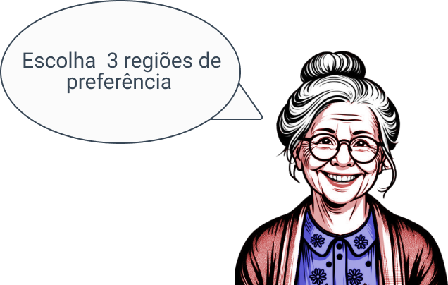 Personagem BISA, uma agradável senhora que irá te ajudar a escolher a melhor acomodação para sua família.